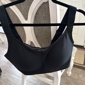 Black Comfort Wireless Bra with Mesh Accent